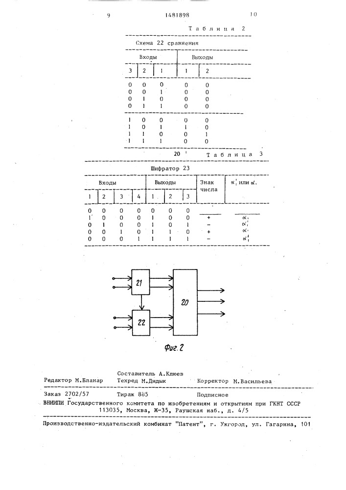 Преобразователь чисел из модулярного кода в позиционный код (патент 1481898)