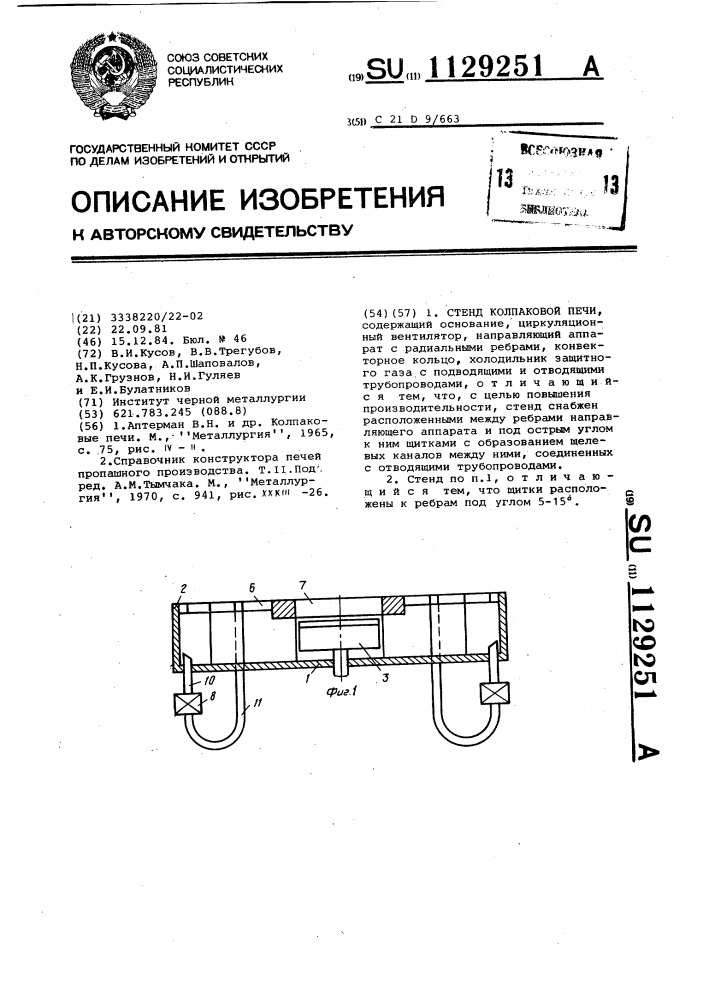 Стенд колпаковой печи (патент 1129251)