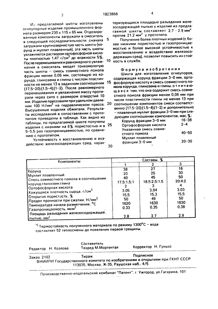 Шихта для изготовления огнеупоров (патент 1823868)