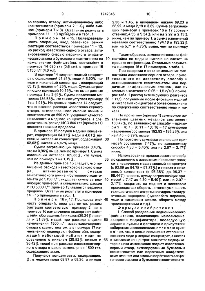 Способ разделения медноникелевого файнштейна (патент 1742346)