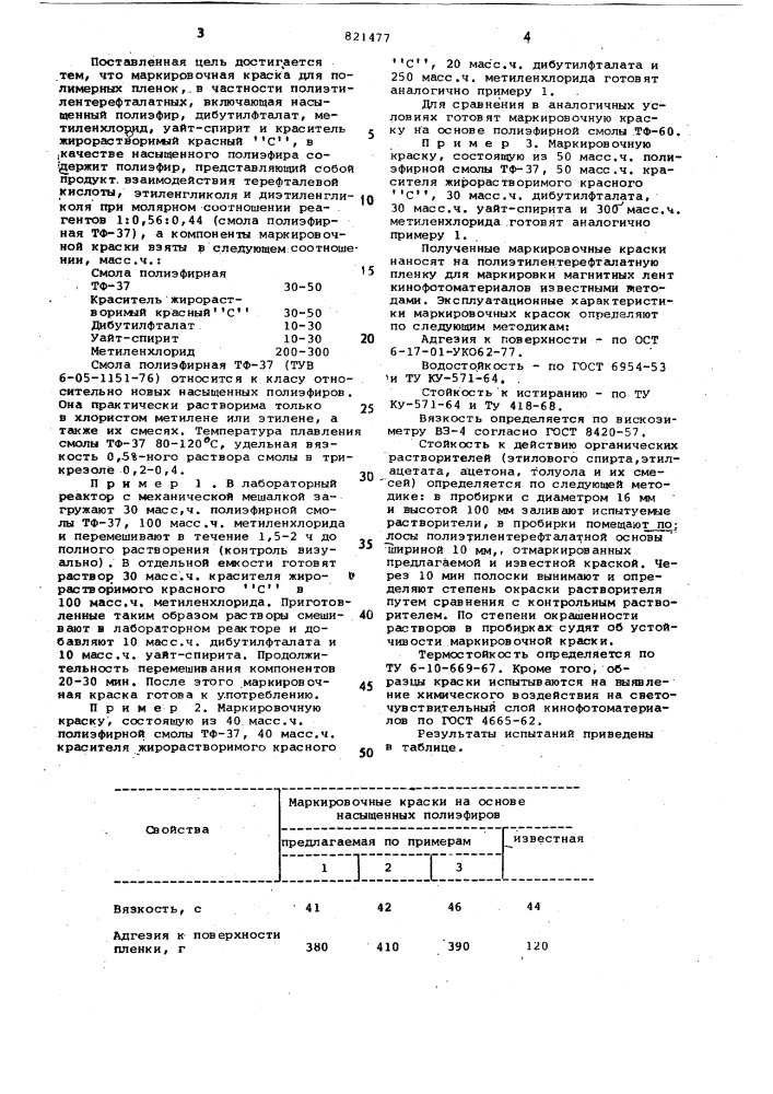 Маркировочная краска для полимерныхпленок (патент 821477)