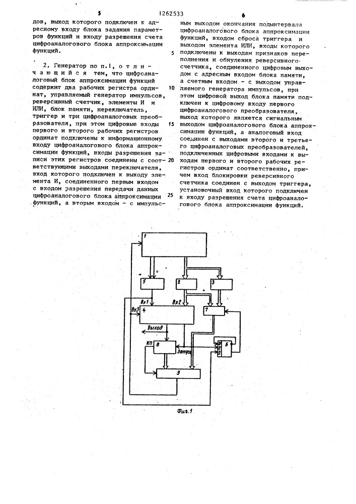 Функциональный генератор (патент 1262533)