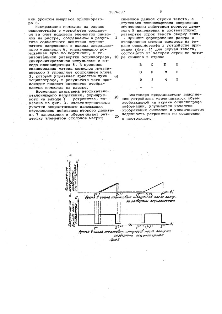 Устройство для формирования алфавитно-цифровых символов (патент 1076897)