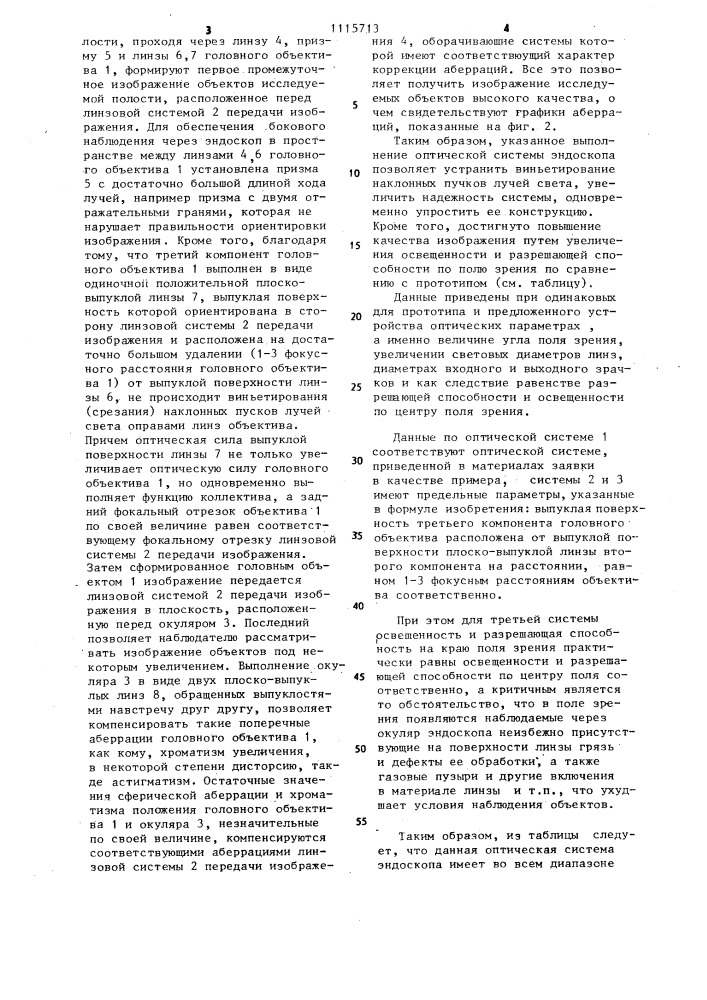 Оптическая система эндоскопа (патент 1115713)