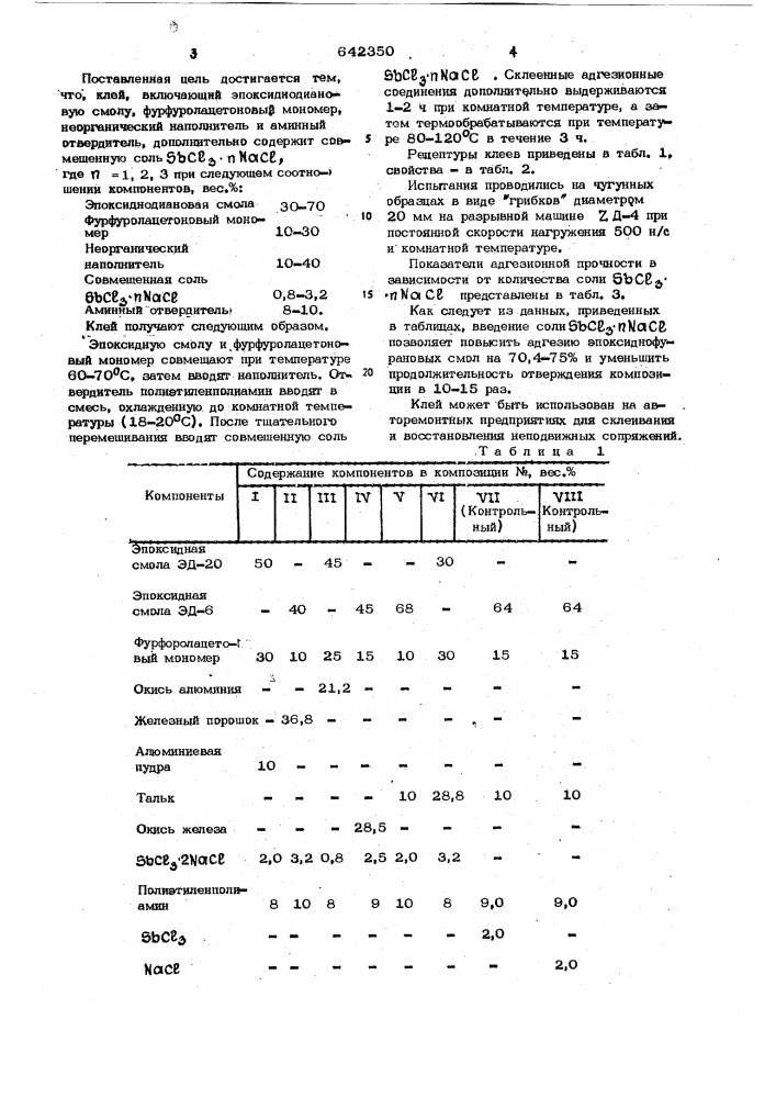 Клей (патент 642350)