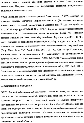 Иммуногенная композиция и способ разработки вакцины, основанной на участках матричного белка вич (патент 2403915)