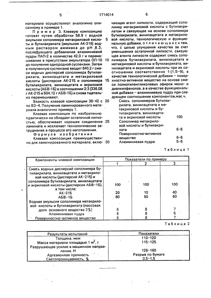 Клеевая композиция (патент 1714014)