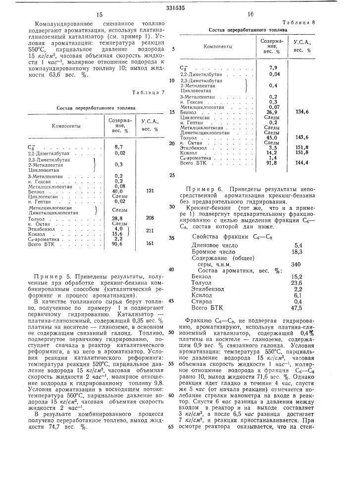Способ получения ароматических углеводородов (патент 331535)