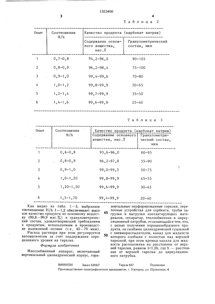 Массообменный аппарат (патент 1353460)
