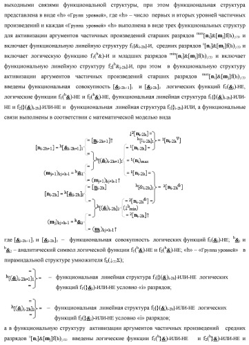 Способ формирования упорядоченных последовательностей аналоговых сигналов частичных произведений [ni]&amp;[mj]f(h) cd аргументов сомножителей &#177;[ni]f(2n) и &#177;[mj]f(2n) - &quot;дополнительный код&quot; в пирамидальном умножителе f ( cd ) для последующего логического дешифрования f1(cd ) и формирования результирующей суммы в формате &#177;[s ]f(2n) - &quot;дополнительный код&quot; и функциональная структура для его реализации (варианты русской логики) (патент 2463645)