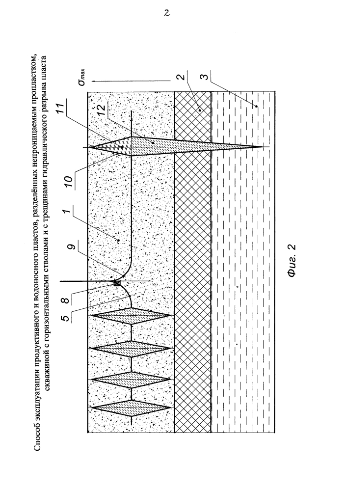 Способ эксплуатации продуктивного и водоносного пластов, разделённых непроницаемым пропластком, скважиной с горизонтальными стволами и с трещинами гидравлического разрыва пласта (патент 2630514)