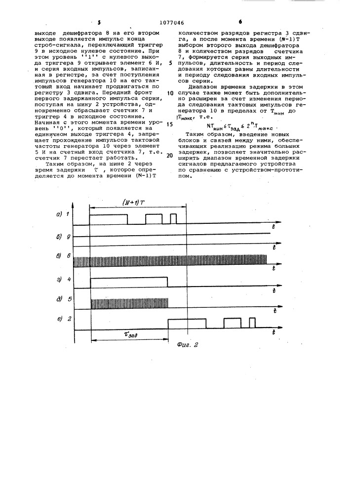 Устройство для задержки импульсов (патент 1077046)