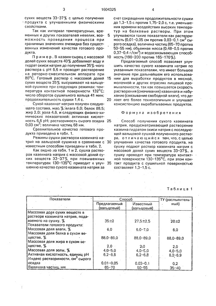 Способ получения сухого казеината натрия (патент 1604325)