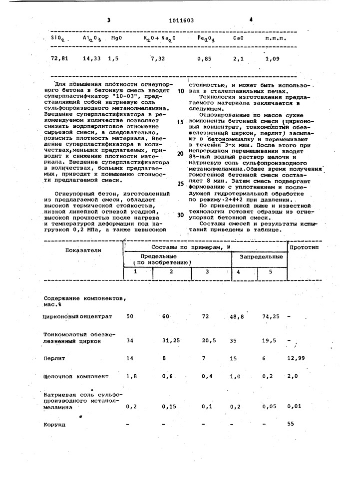 Бетонная смесь (патент 1011603)