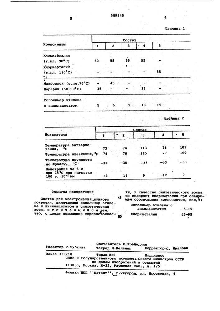 Состав для электроизоляционного покрытия (патент 589245)