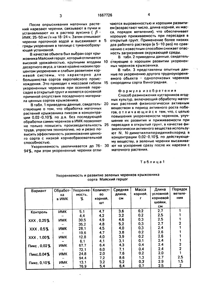 Способ размножения кустарников ягодных культур (патент 1667726)