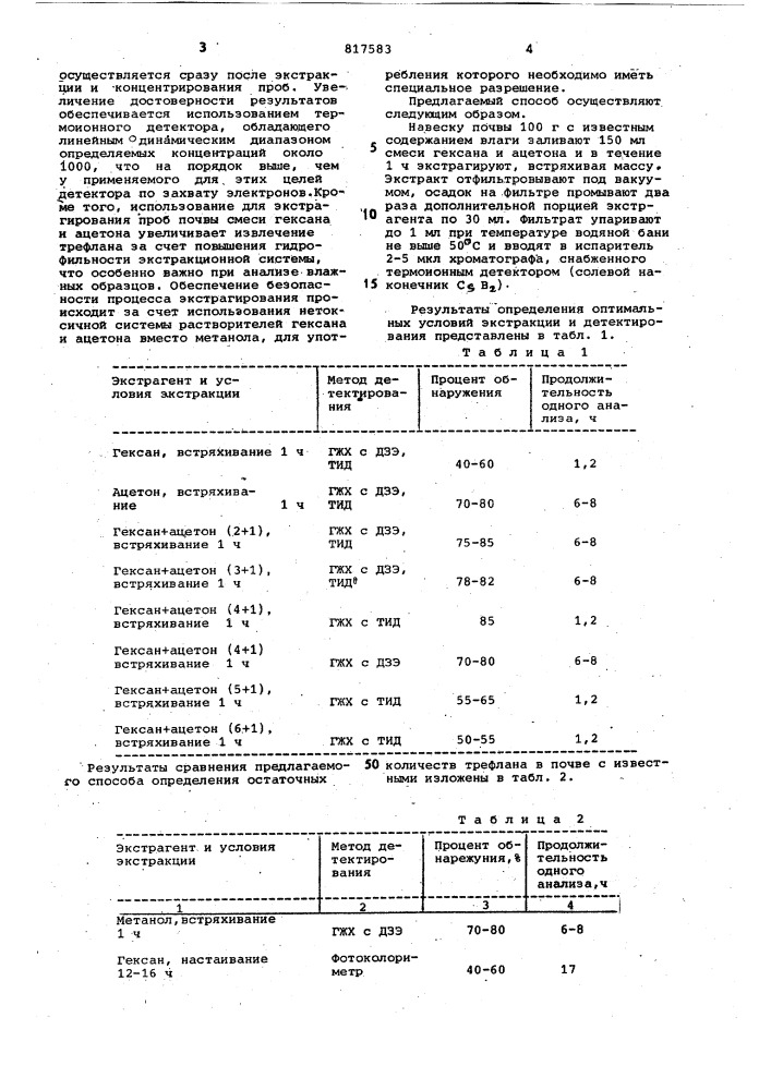 Способ определения остаточныхколичеств трефлана b почве (патент 817583)