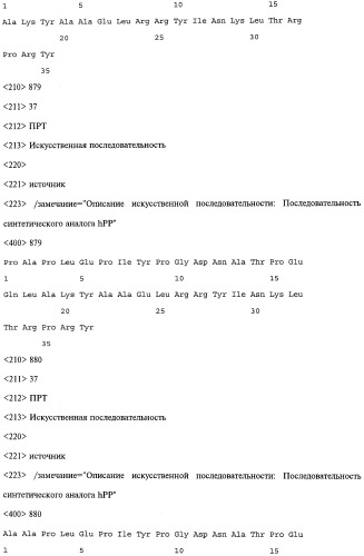 Аналог панкреатического полипептида человека (варианты), фармацевтическая композиция на его основе, способ лечения ожирения или диабета, способ снижения аппетита, уменьшения поглощения пищи или снижения потребления калорий и способ косметического снижения массы посредством указанного аналога (патент 2506273)