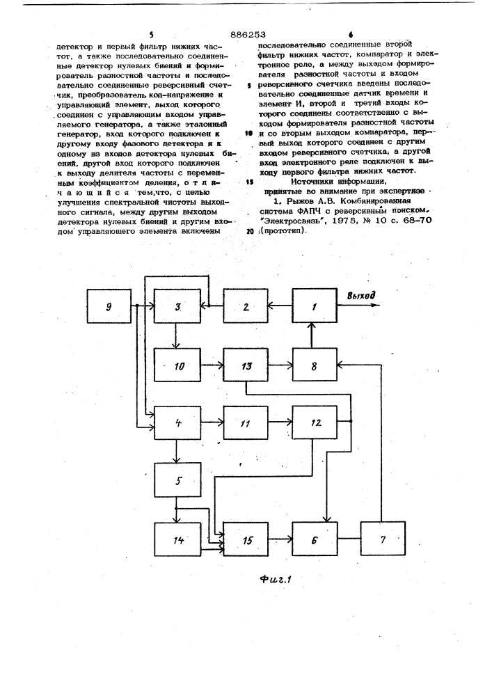 Синтезатор частот (патент 886253)