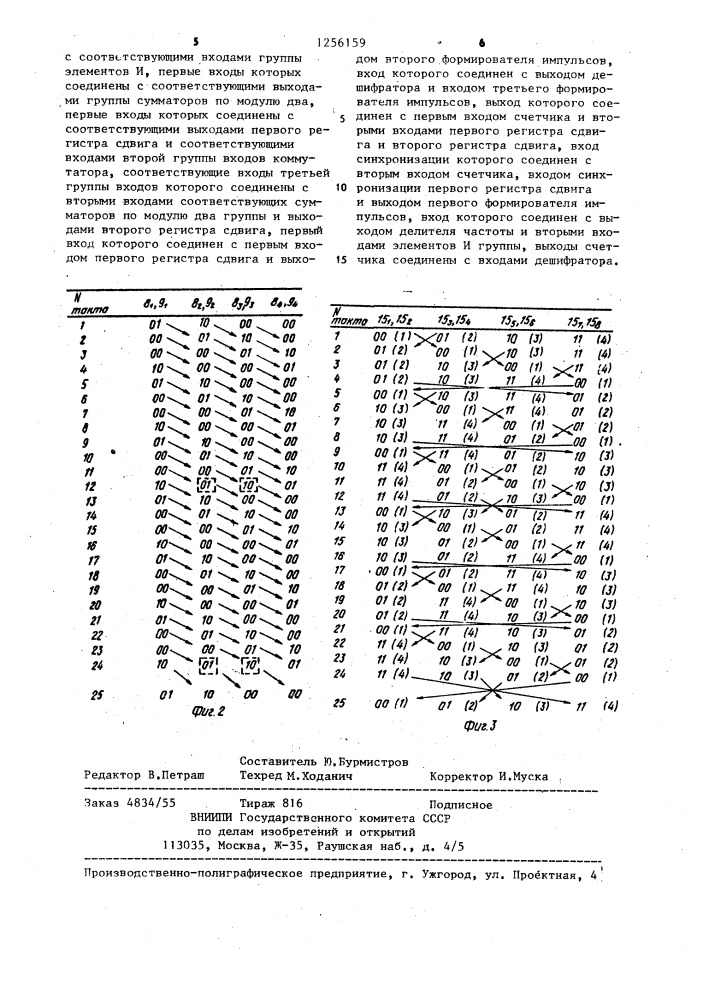 Генератор псевдослучайных чисел (патент 1256159)