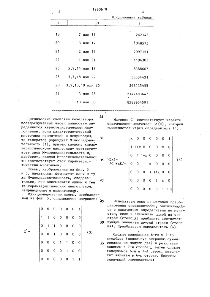 Генератор псевдослучайных чисел (патент 1280619)