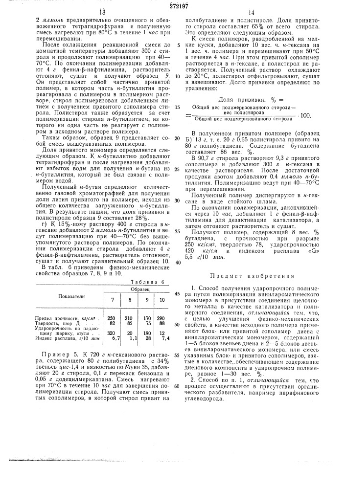 Способ получения ударопрочного полимера (патент 272197)