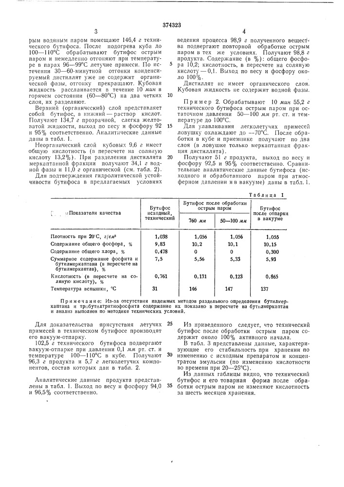 Способ очистки технического бутифоса (патент 374323)