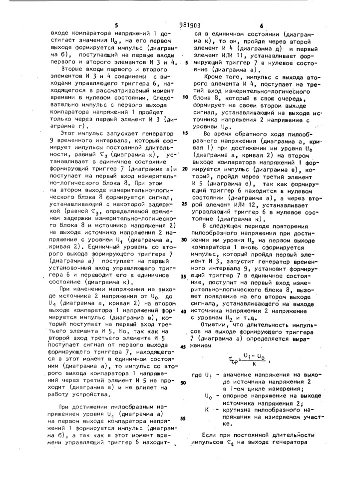 Устройство для измерения нелинейности пилообразного напряжения (патент 981903)