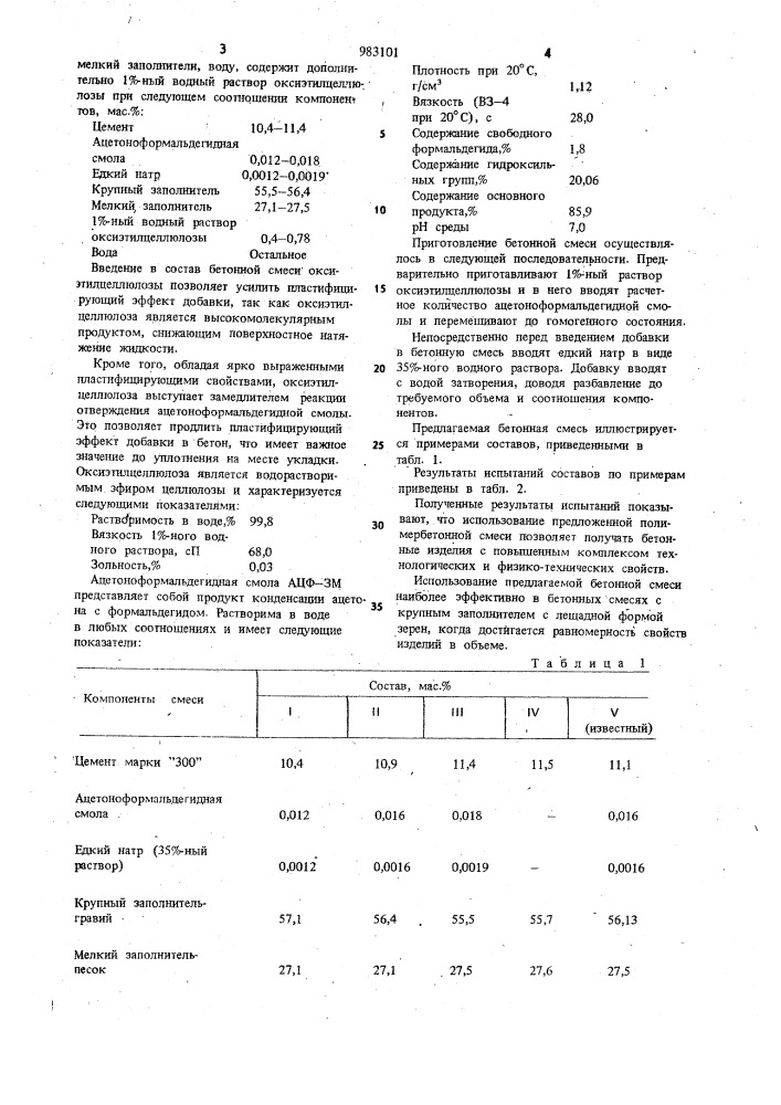 Бетонная смесь (патент 983101)
