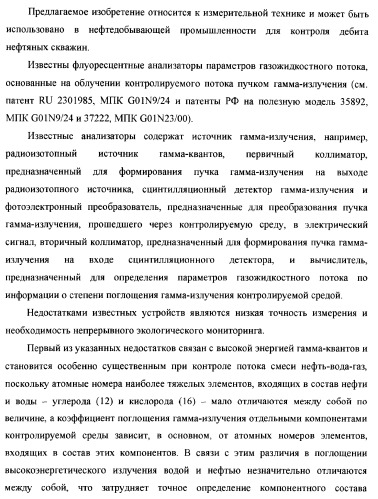 Рентгенофлуоресцентный анализатор скорости и состава компонентов газожидкостного потока (патент 2377548)