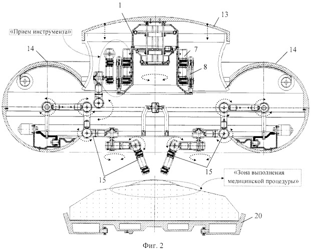 Функциональная структура возвратно-поступательного разворота диагностических и хирургических элементов инструментального устройства тороидальной робототехнической системы с выдвижной крышкой (вариант русской логики - версия 1) (патент 2563197)