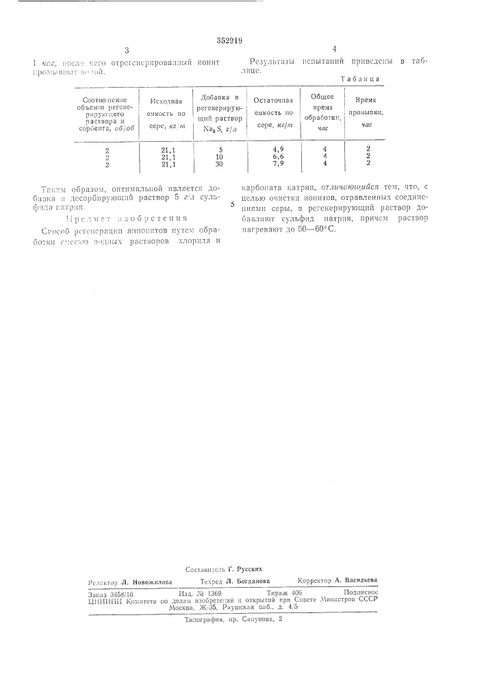 Способ регенерации аниоиитов•а.^-^ (патент 352919)