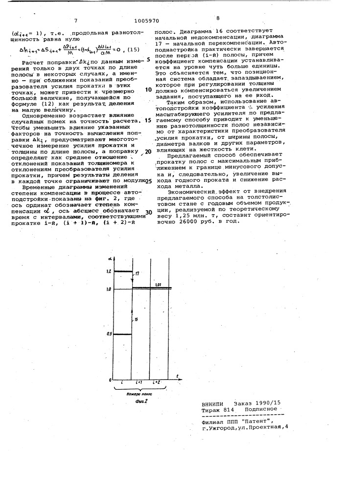 Способ автоматического регулирования толщины полосы (патент 1005970)