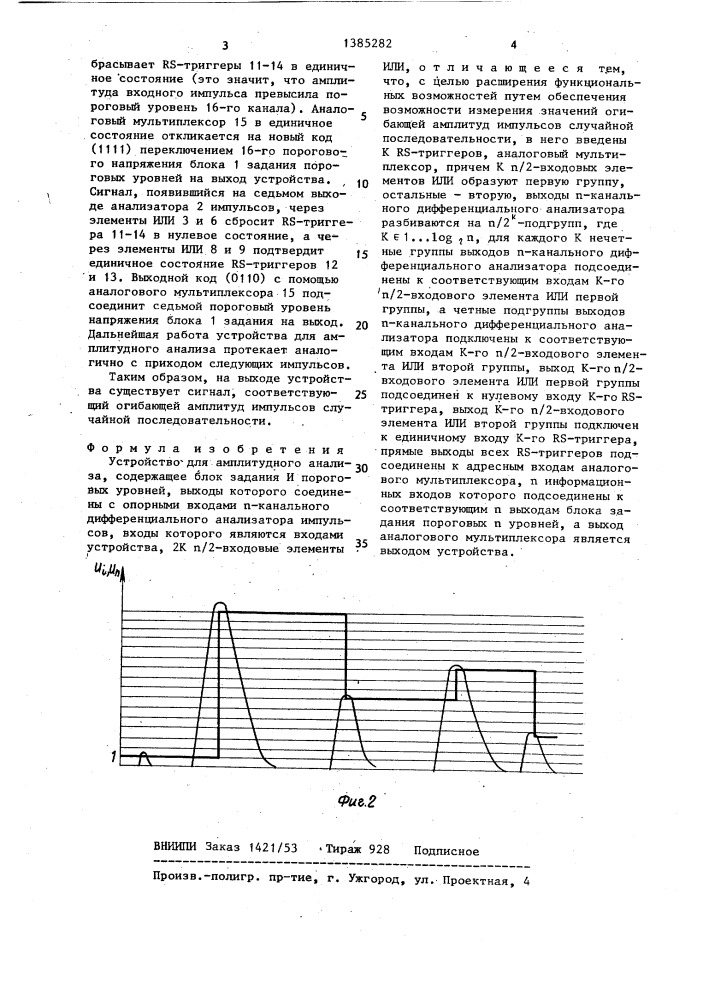 Устройство для амплитудного анализа (патент 1385282)