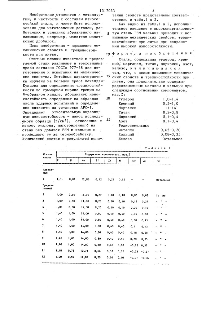 Сталь (патент 1317033)