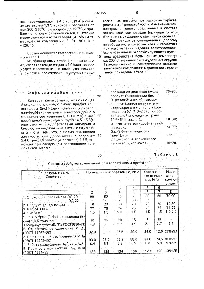 Клеевая композиция (патент 1792956)