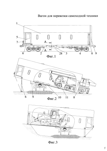 Вагон для перевозки самоходной техники (патент 2580389)