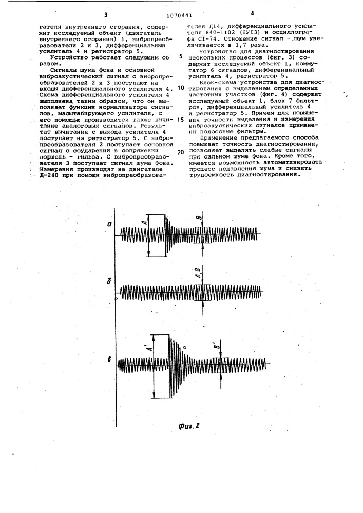 Способ диагностирования двигателя внутреннего сгорания (патент 1070441)