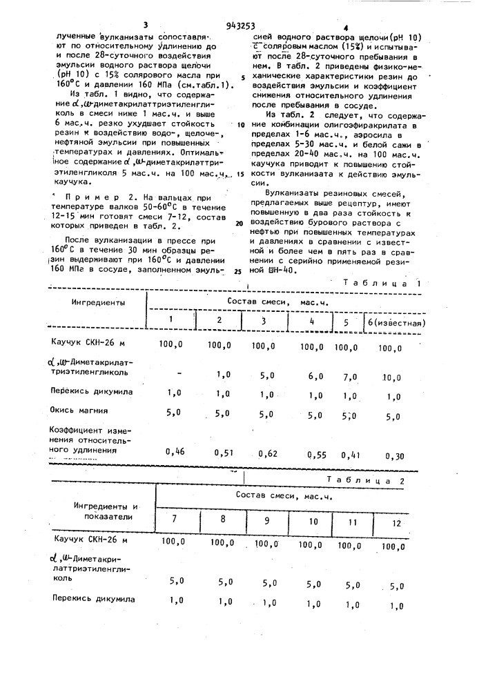 Резиновая смесь на основе ненасыщенного каучука (патент 943253)