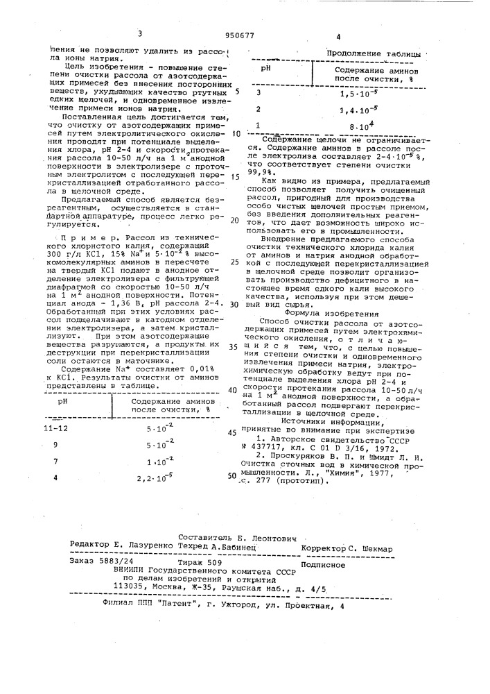 Способ очистки рассола (патент 950677)