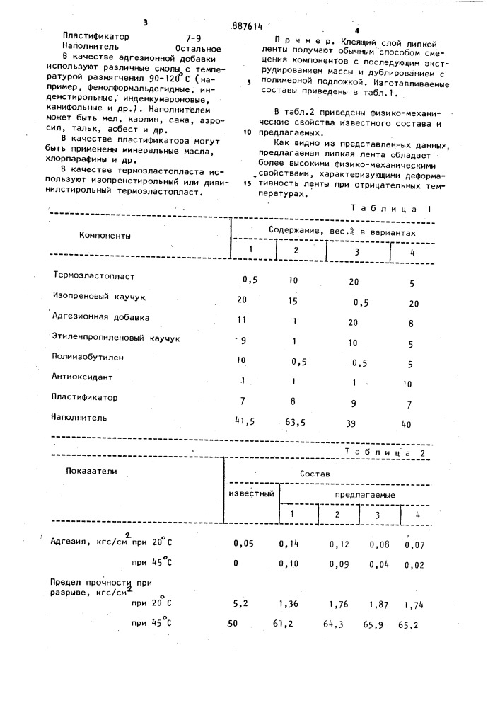 Липкая лента (патент 887614)