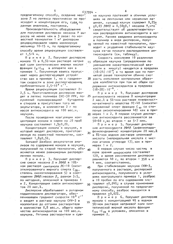 Способ получения дисперсии антиоксиданта (патент 637994)