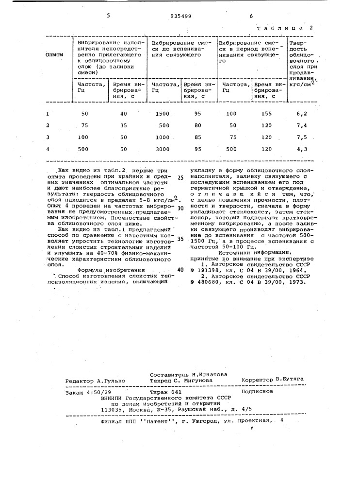 Способ изготовления слоистых теплоизоляционных изделий (патент 935499)