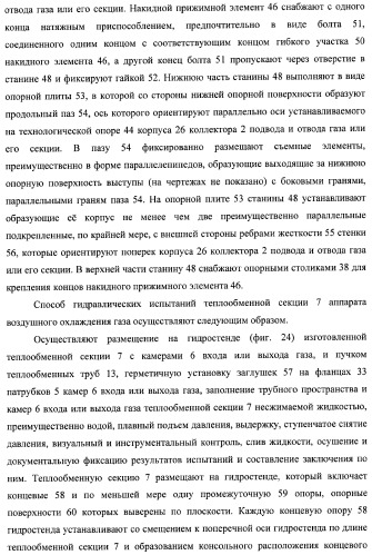 Способ изготовления аппарата воздушного охлаждения газа, способ изготовления теплообменной секции аппарата (варианты), способ изготовления камеры входа или выхода газа аппарата, способ гидравлических испытаний теплообменной секции аппарата и способ гидравлических испытаний коллектора подвода и отвода газа аппарата (патент 2364811)