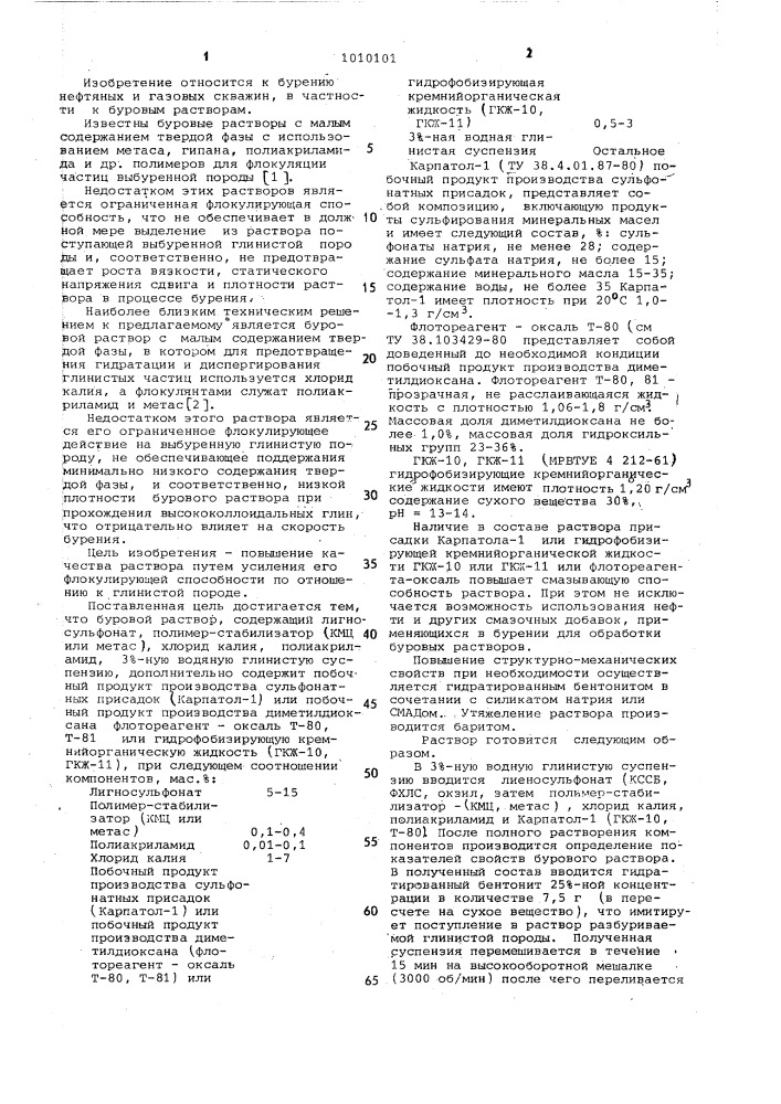 Буровой раствор (патент 1010101)