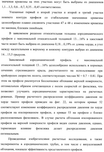 Стреловидное крыло самолета и аэродинамический профиль (варианты) (патент 2406647)