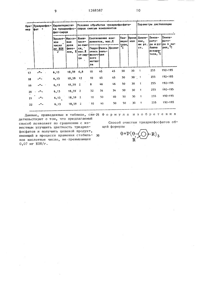 Способ очистки триарилфосфатов (патент 1268587)