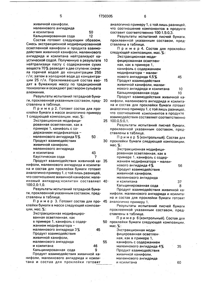 Состав для проклейки бумаги в массе (патент 1730305)
