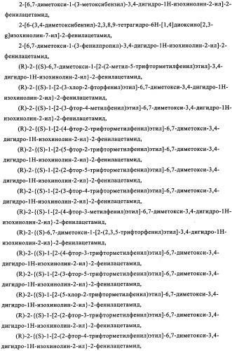 Производные тетрагидроизохинолилацетамида в качестве антагонистов орексинового рецептора (патент 2345985)