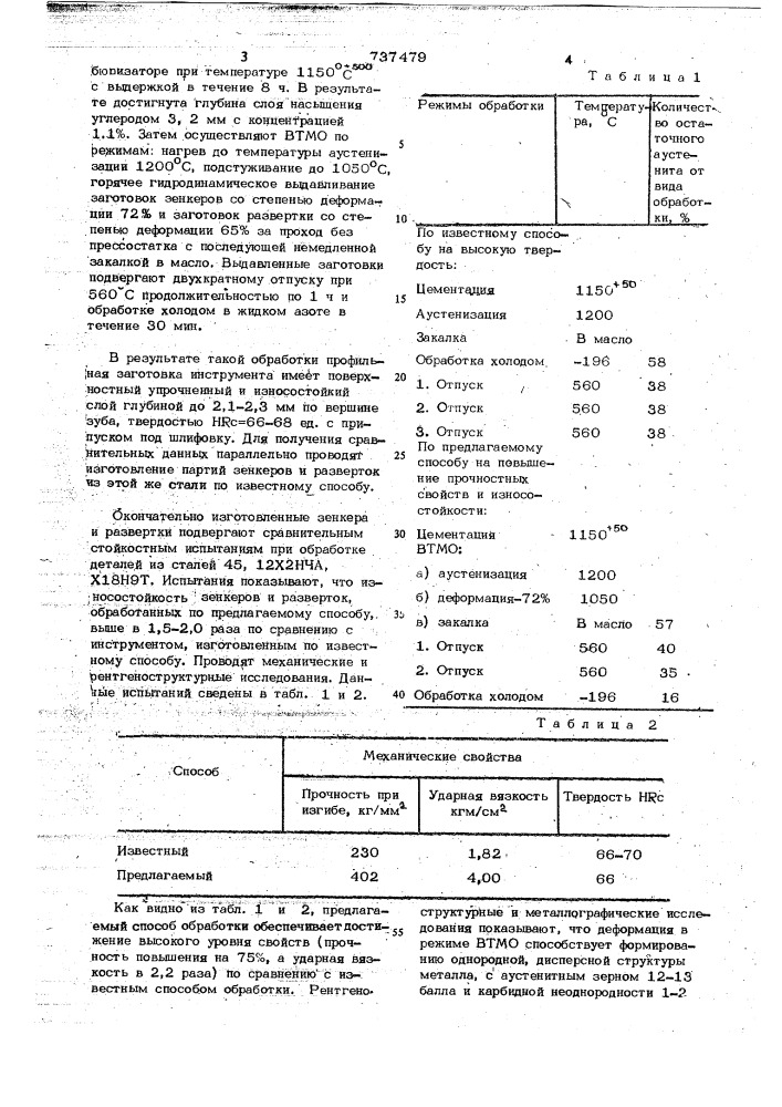 Способ обработки инструмента из быстрорежущей стали (патент 737479)